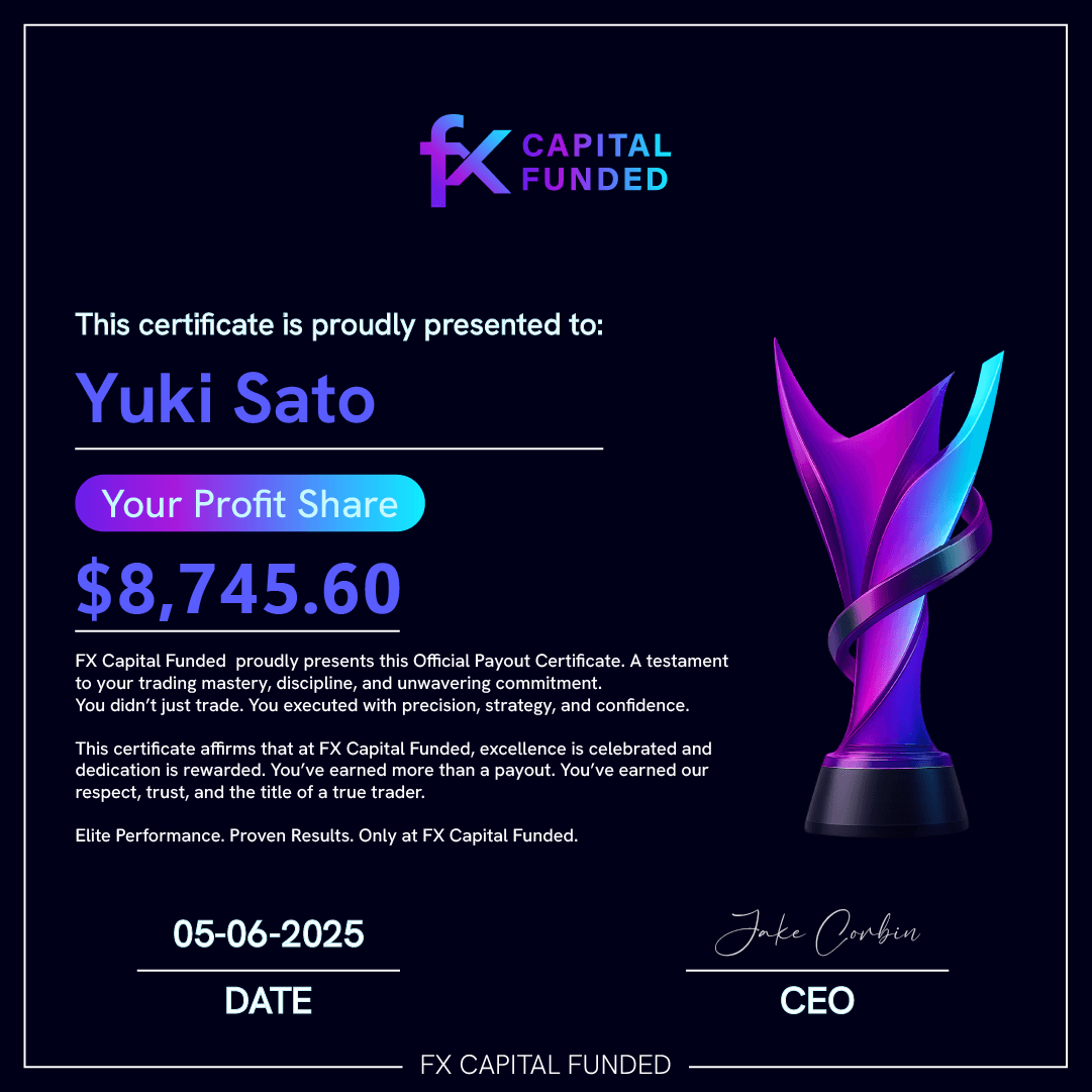 Fx Capital Funded Payout Certificate - $8,745